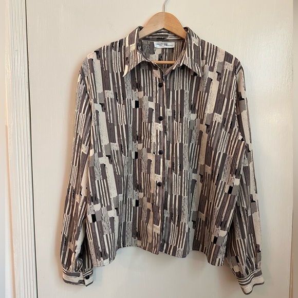 Casual Retro-Tone Button-Up Collared Shirt